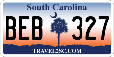 SC license plate BEB327