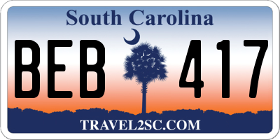 SC license plate BEB417