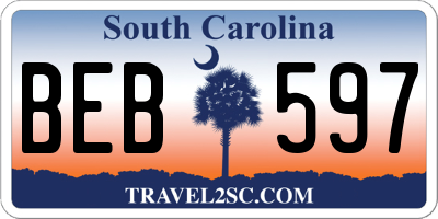 SC license plate BEB597