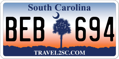 SC license plate BEB694