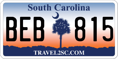 SC license plate BEB815