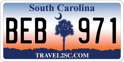 SC license plate BEB971