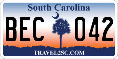 SC license plate BEC042