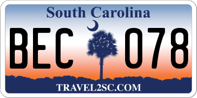 SC license plate BEC078