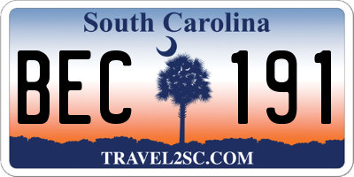 SC license plate BEC191