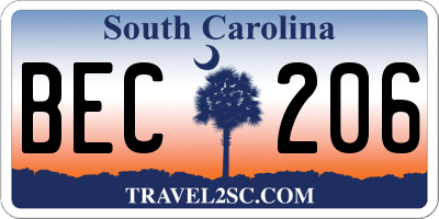SC license plate BEC206