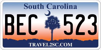 SC license plate BEC523