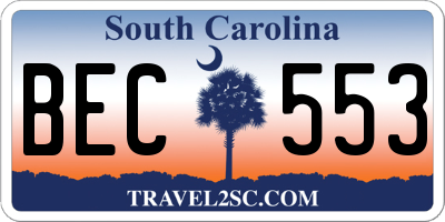 SC license plate BEC553