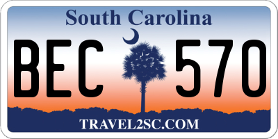SC license plate BEC570