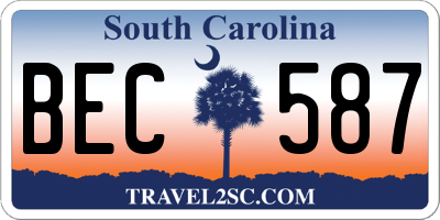 SC license plate BEC587