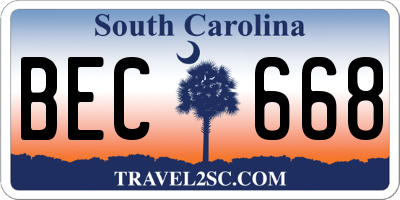 SC license plate BEC668