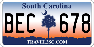 SC license plate BEC678