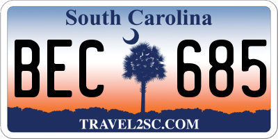 SC license plate BEC685