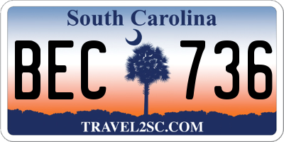 SC license plate BEC736