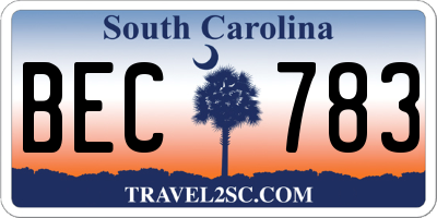 SC license plate BEC783