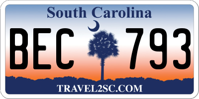 SC license plate BEC793