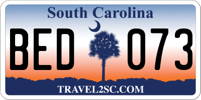 SC license plate BED073