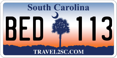 SC license plate BED113
