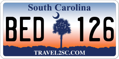 SC license plate BED126