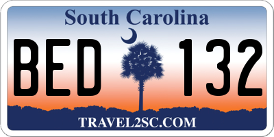 SC license plate BED132