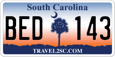 SC license plate BED143
