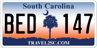 SC license plate BED147