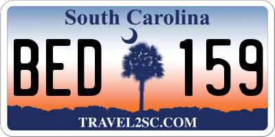 SC license plate BED159