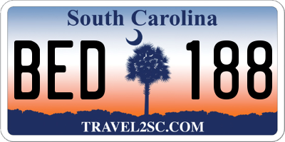SC license plate BED188
