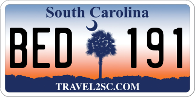 SC license plate BED191