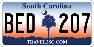 SC license plate BED207