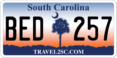 SC license plate BED257