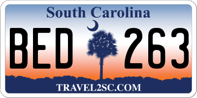 SC license plate BED263