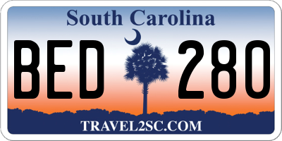 SC license plate BED280
