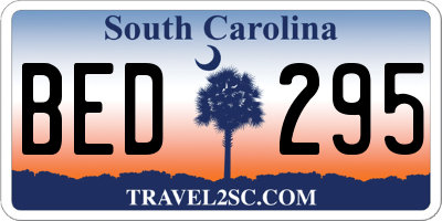 SC license plate BED295