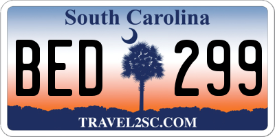 SC license plate BED299