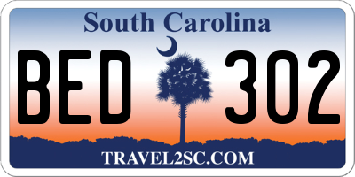 SC license plate BED302