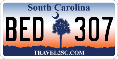 SC license plate BED307