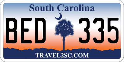SC license plate BED335