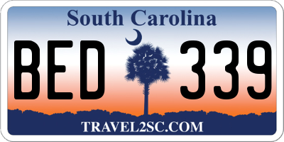 SC license plate BED339