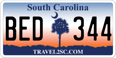 SC license plate BED344