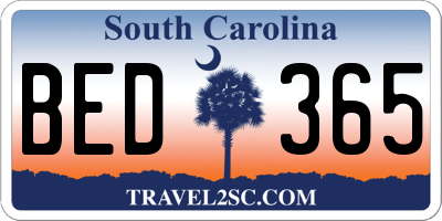 SC license plate BED365