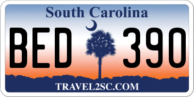 SC license plate BED390