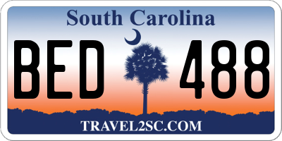 SC license plate BED488