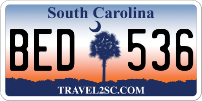 SC license plate BED536