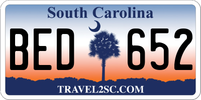 SC license plate BED652