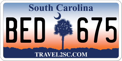 SC license plate BED675