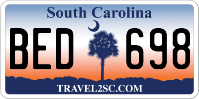 SC license plate BED698