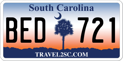 SC license plate BED721