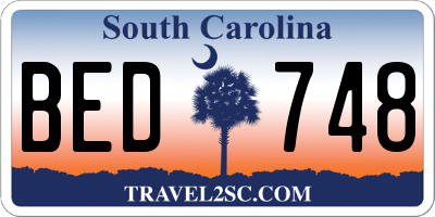 SC license plate BED748