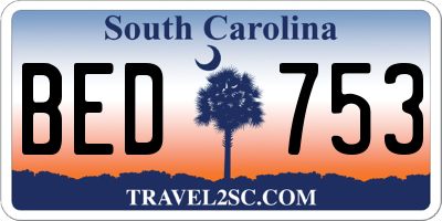 SC license plate BED753